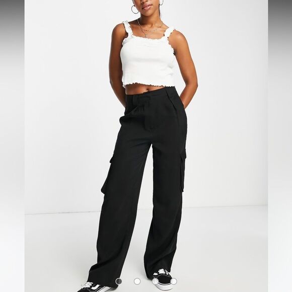 Black cotton on CARGO pants #12 - Picture 1 of 10